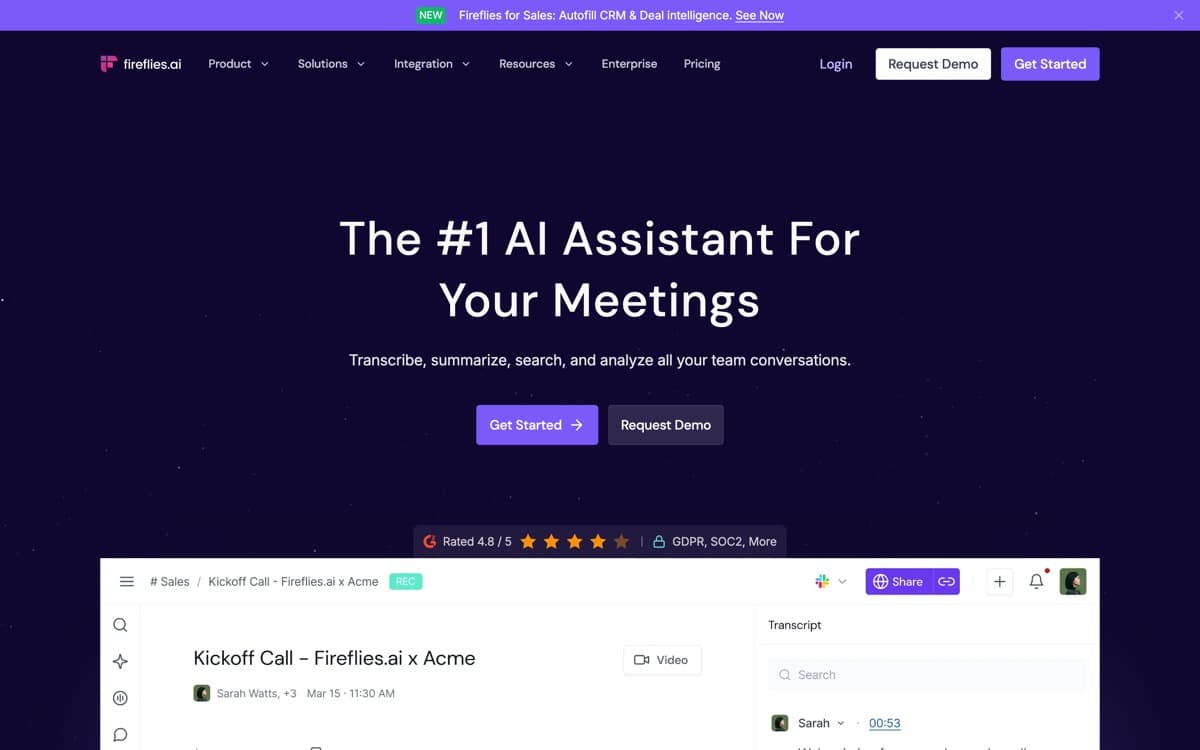 Fireflies.ai — screenshot of the official site