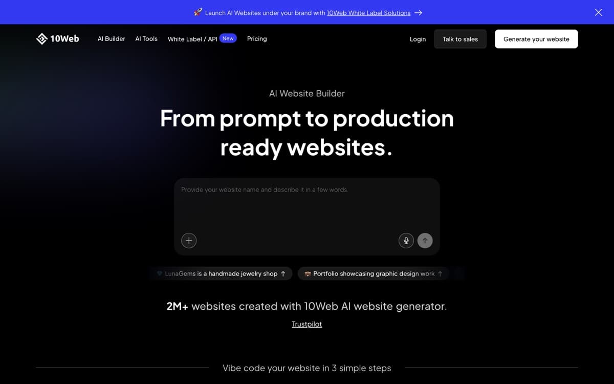 10Web product pages — screenshots used editorially; all rights belong to the vendor 10Web — the product's features, from the vendor's site