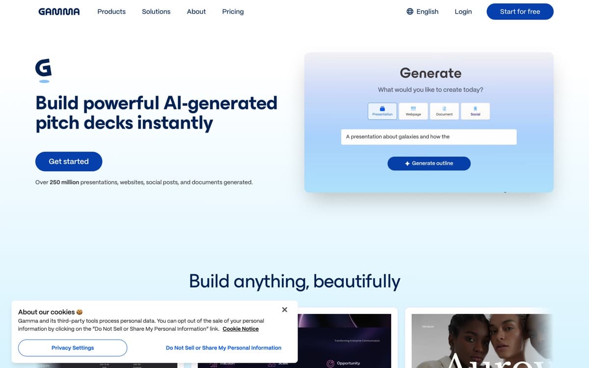 Gamma product pages — screenshots used editorially; all rights belong to the vendor Gamma — the product's features, from the vendor's site
