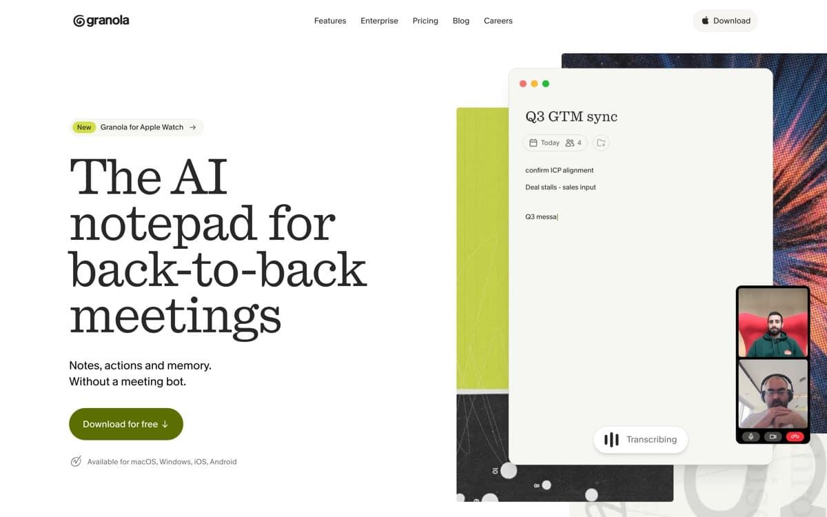 Granola (official site) — screenshot used editorially; all rights belong to the vendor Granola — screenshot of the official site