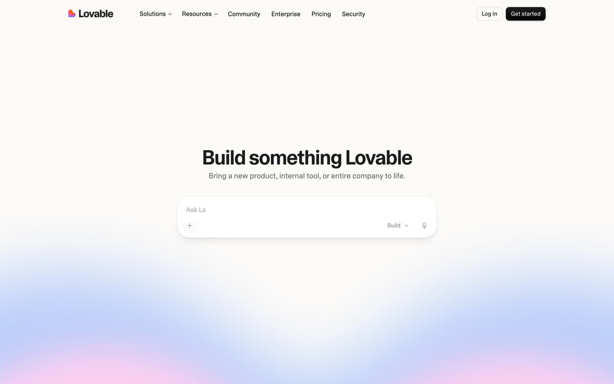 Lovable (official site) — screenshot used editorially; all rights belong to the vendor Lovable — screenshot of the official site